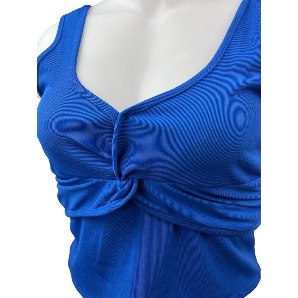 NEW BCBGeneration Womens Blue Knot Twist Front Sleeveless V Neck Crop Tank Top L - Picture 5 of 8